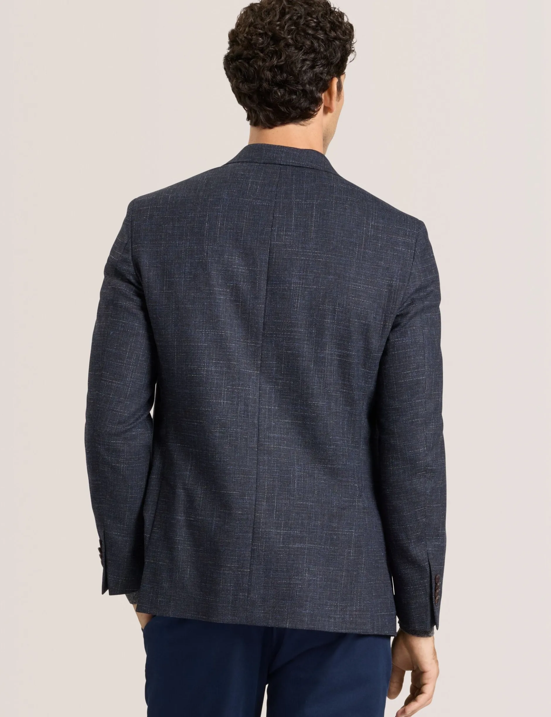 Single Breasted Two Button Notch Patch Pocket Weave Jacket
