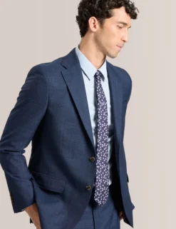 Single Breasted Two Button Notch Fully Fashioned Plaid Suit Jacket