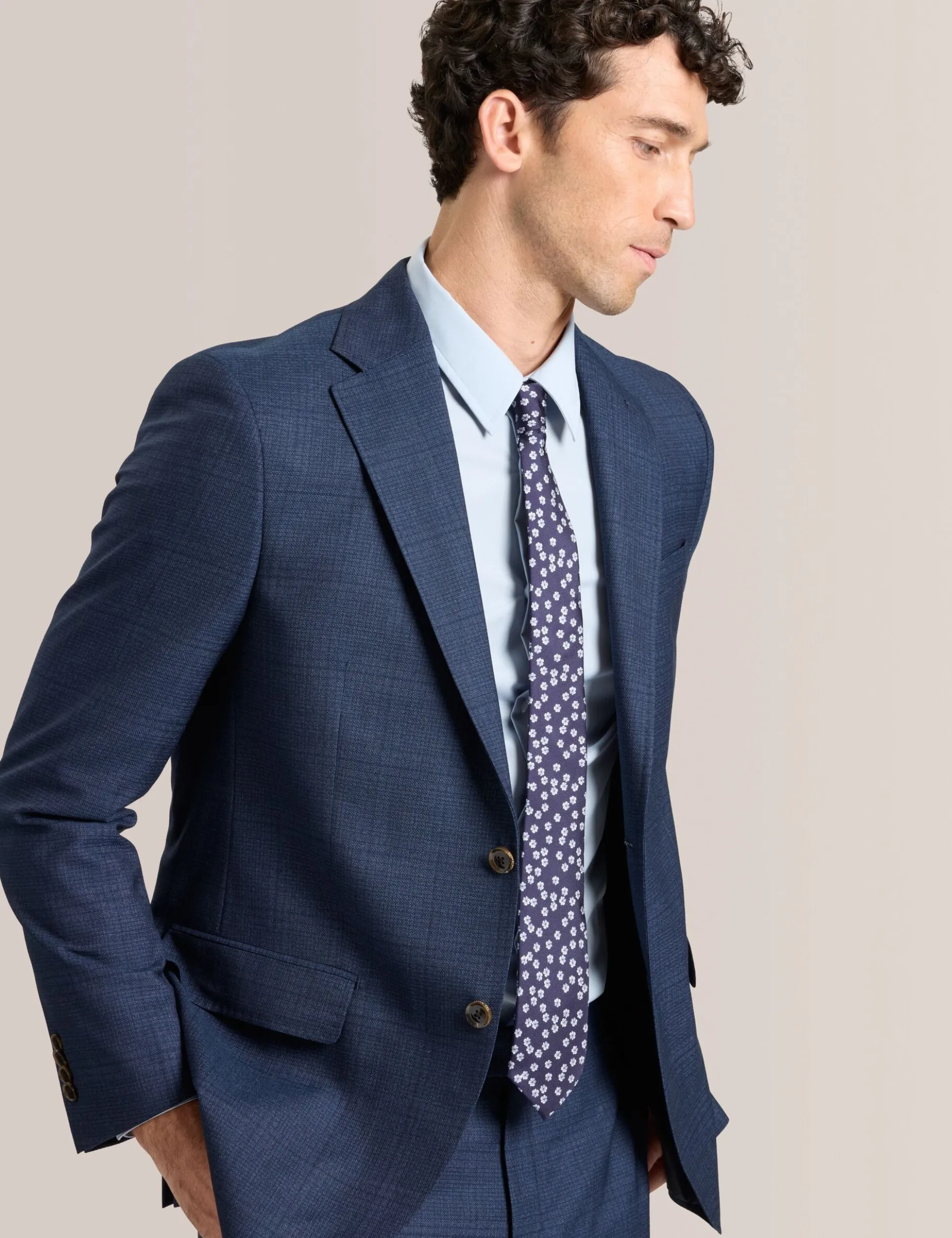 Single Breasted Two Button Notch Fully Fashioned Plaid Suit Jacket
