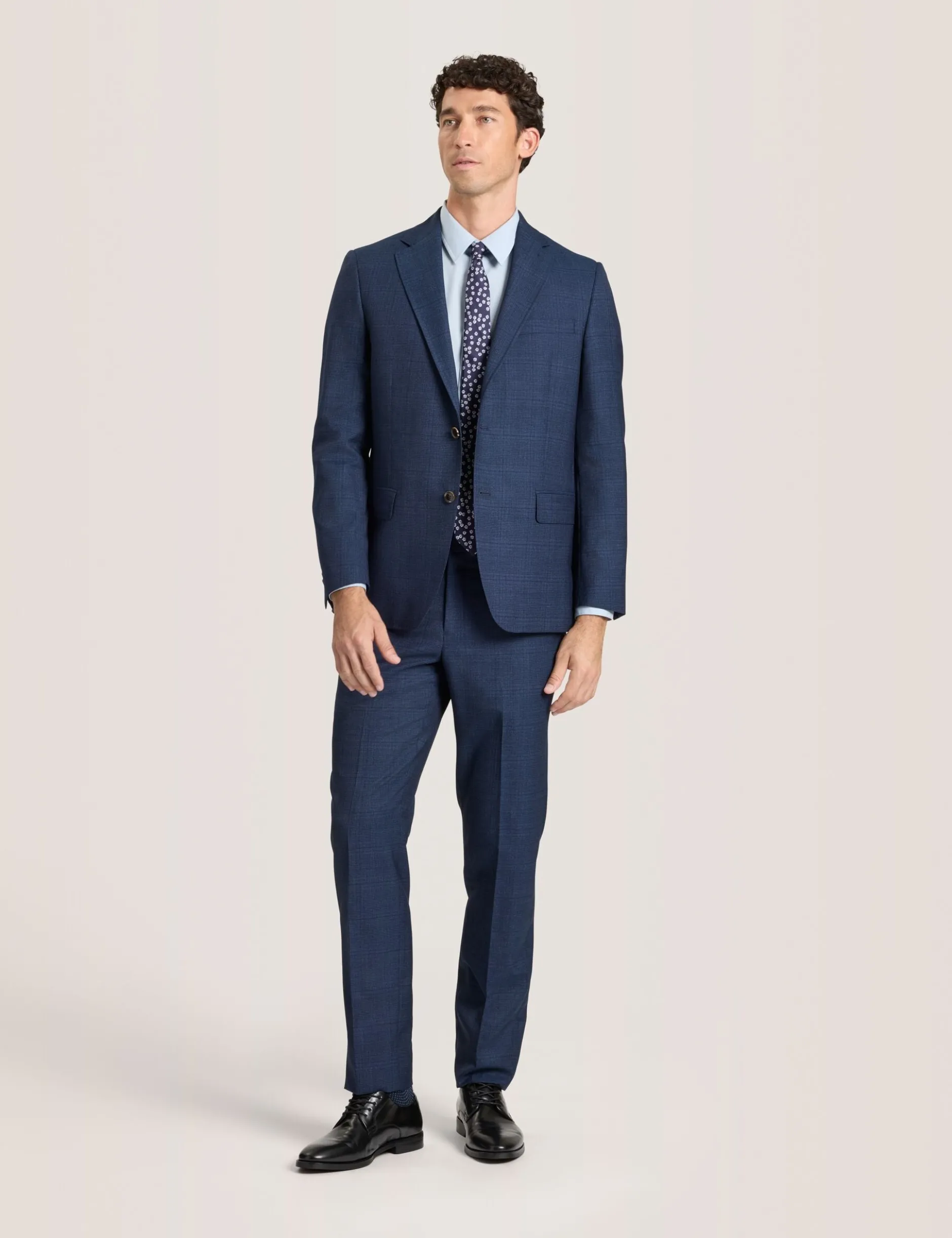 Single Breasted Two Button Notch Fully Fashioned Plaid Suit Jacket