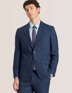Single Breasted Two Button Notch Fully Fashioned Plaid Suit Jacket