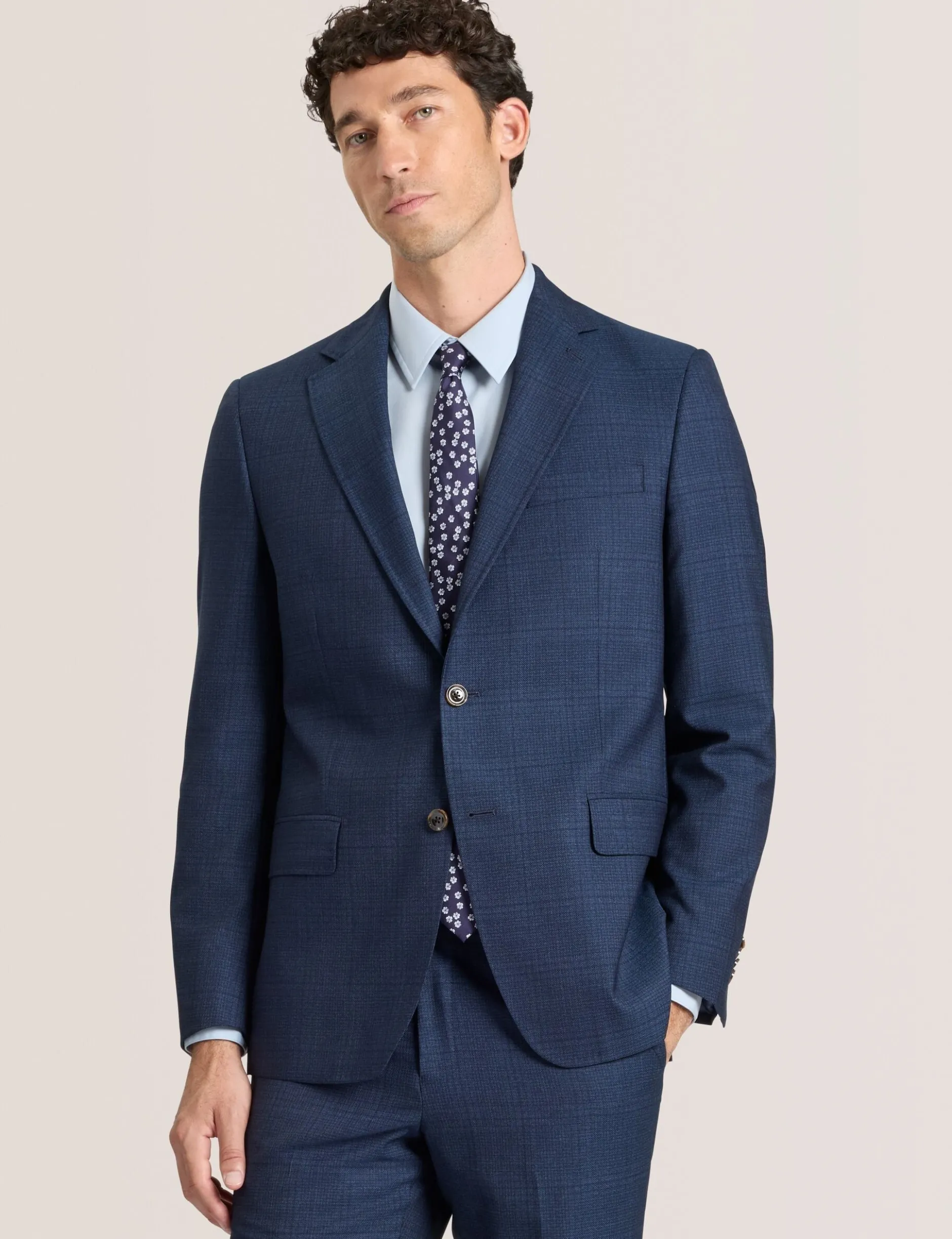 Single Breasted Two Button Notch Fully Fashioned Plaid Suit Jacket