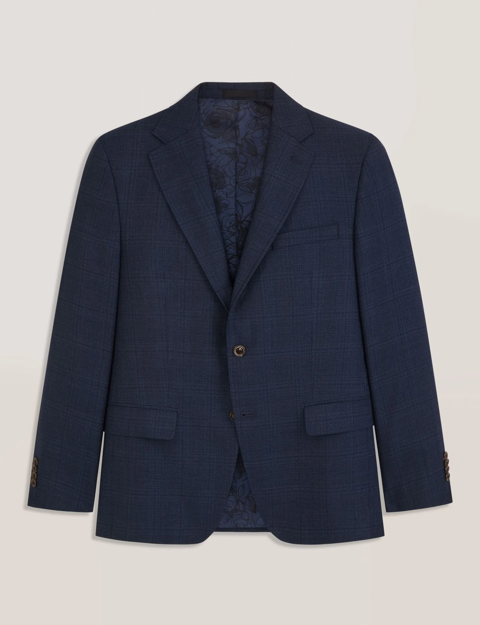 Single Breasted Two Button Notch Fully Fashioned Plaid Suit Jacket