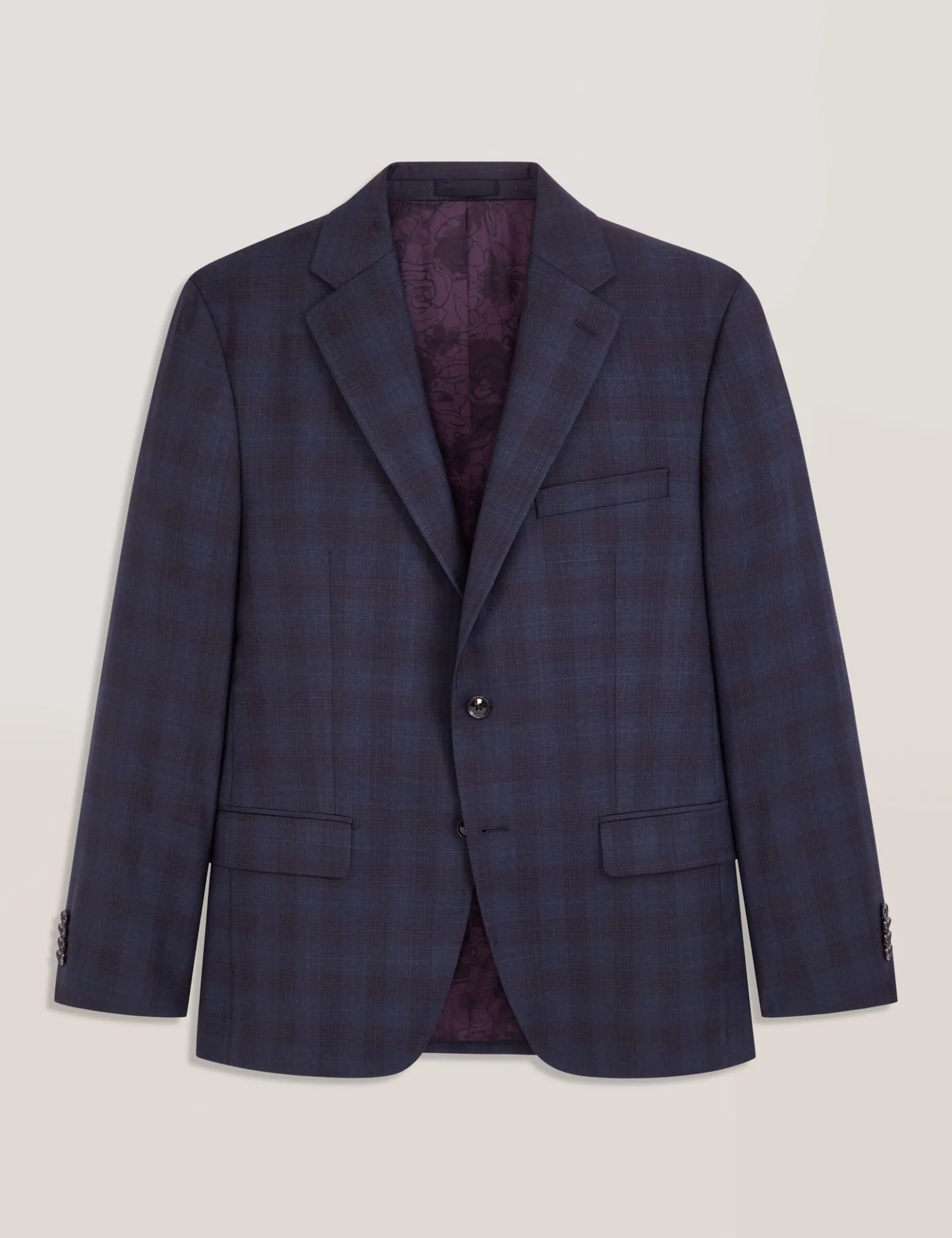 Single Breasted Two Button Notch Fully Fashioned Plaid Suit Jacket