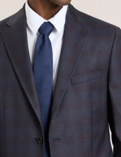 Single Breasted Two Button Notch Fully Fashioned Plaid Suit Jacket