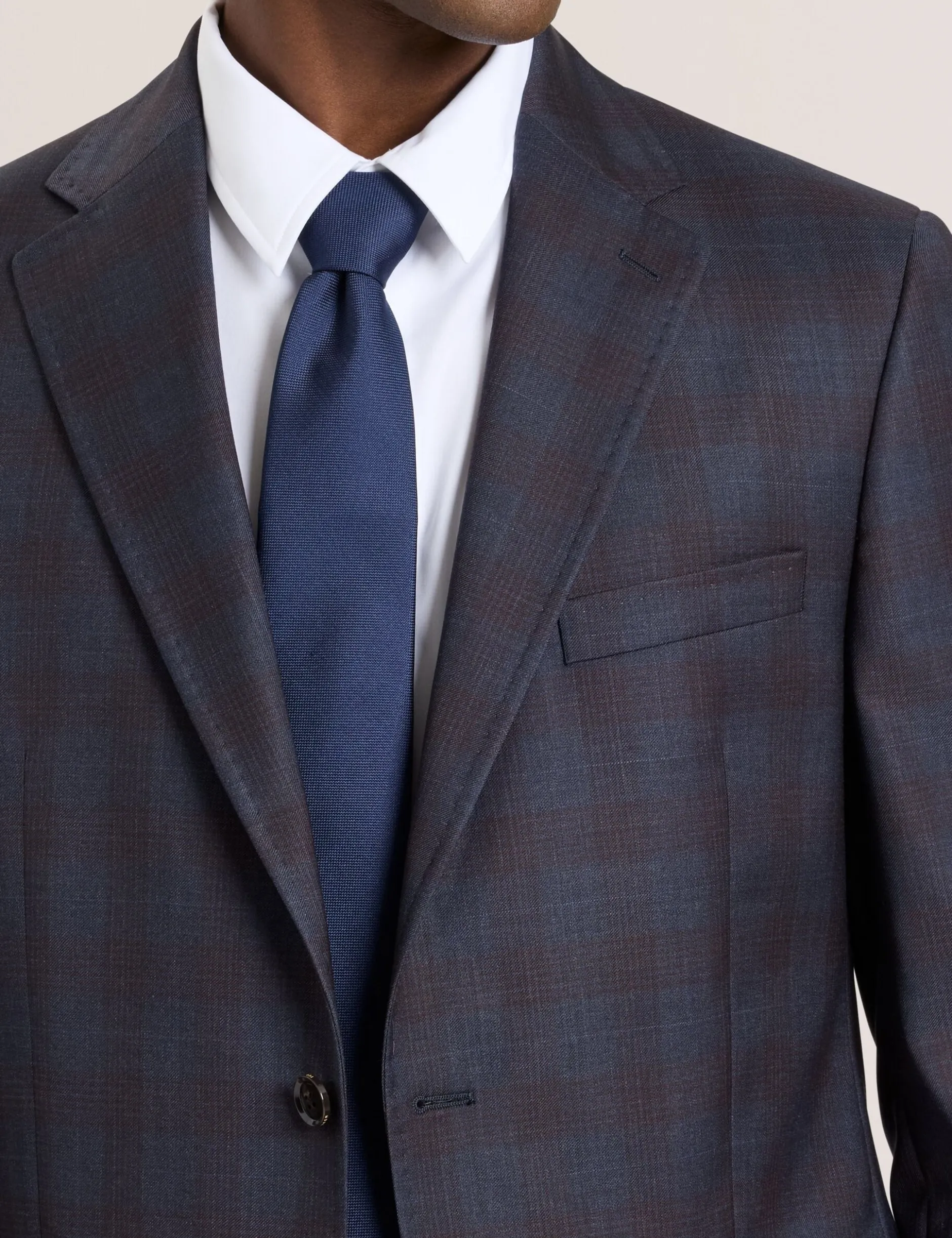 Single Breasted Two Button Notch Fully Fashioned Plaid Suit Jacket