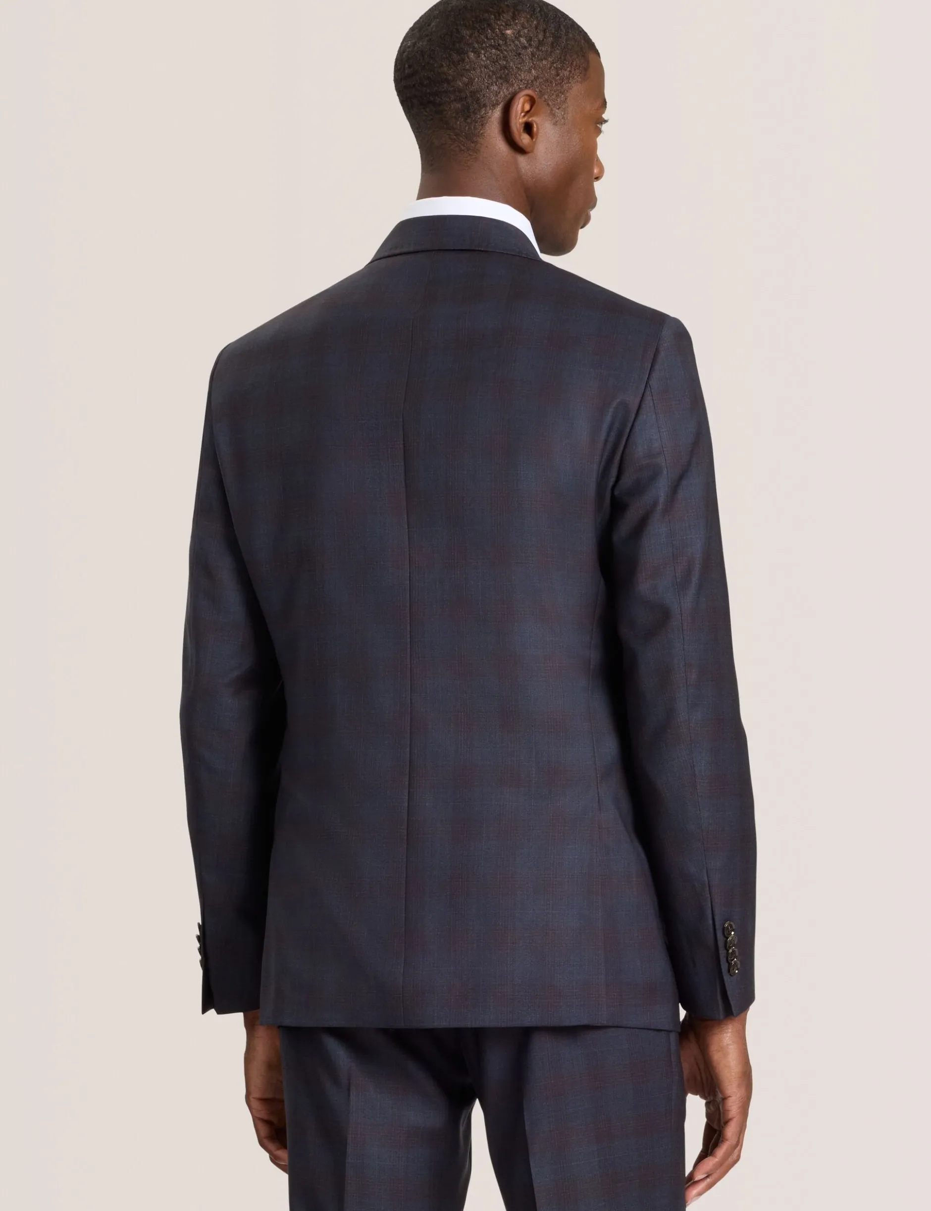 Single Breasted Two Button Notch Fully Fashioned Plaid Suit Jacket