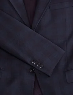 Single Breasted Two Button Notch Fully Fashioned Plaid Suit Jacket