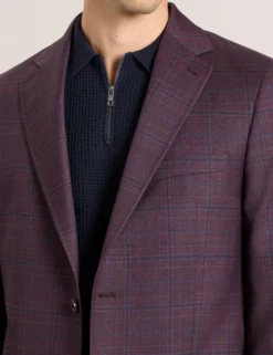 Single Breasted Two Button Notch Fully Fashioned Plaid Jacket