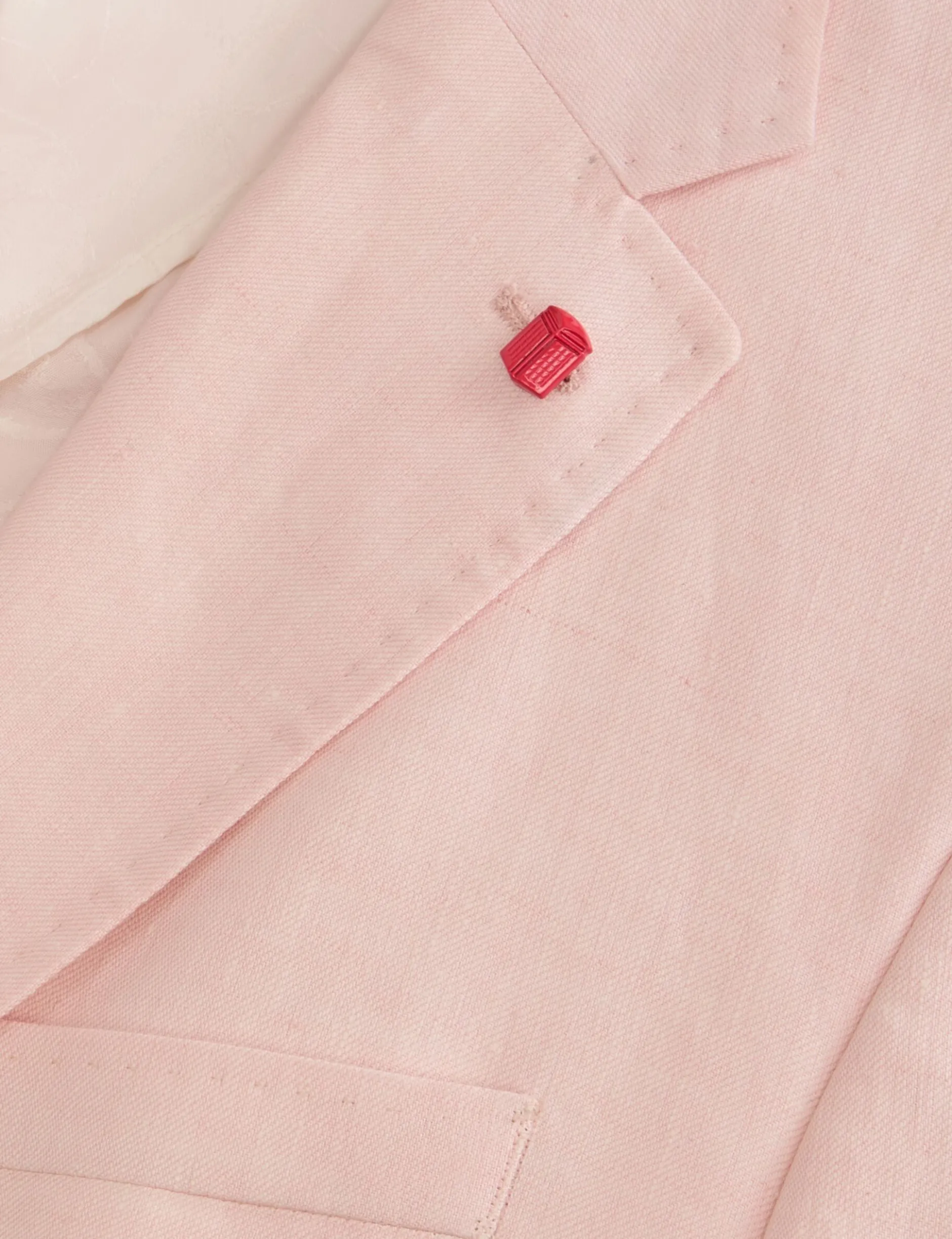 Single Breasted Two Button Notch Flat Front Linen Suit Jacket