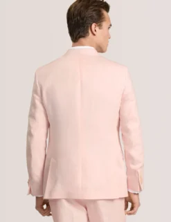 Single Breasted Two Button Notch Flat Front Linen Suit Jacket