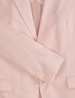 Single Breasted Two Button Notch Flat Front Linen Suit Jacket