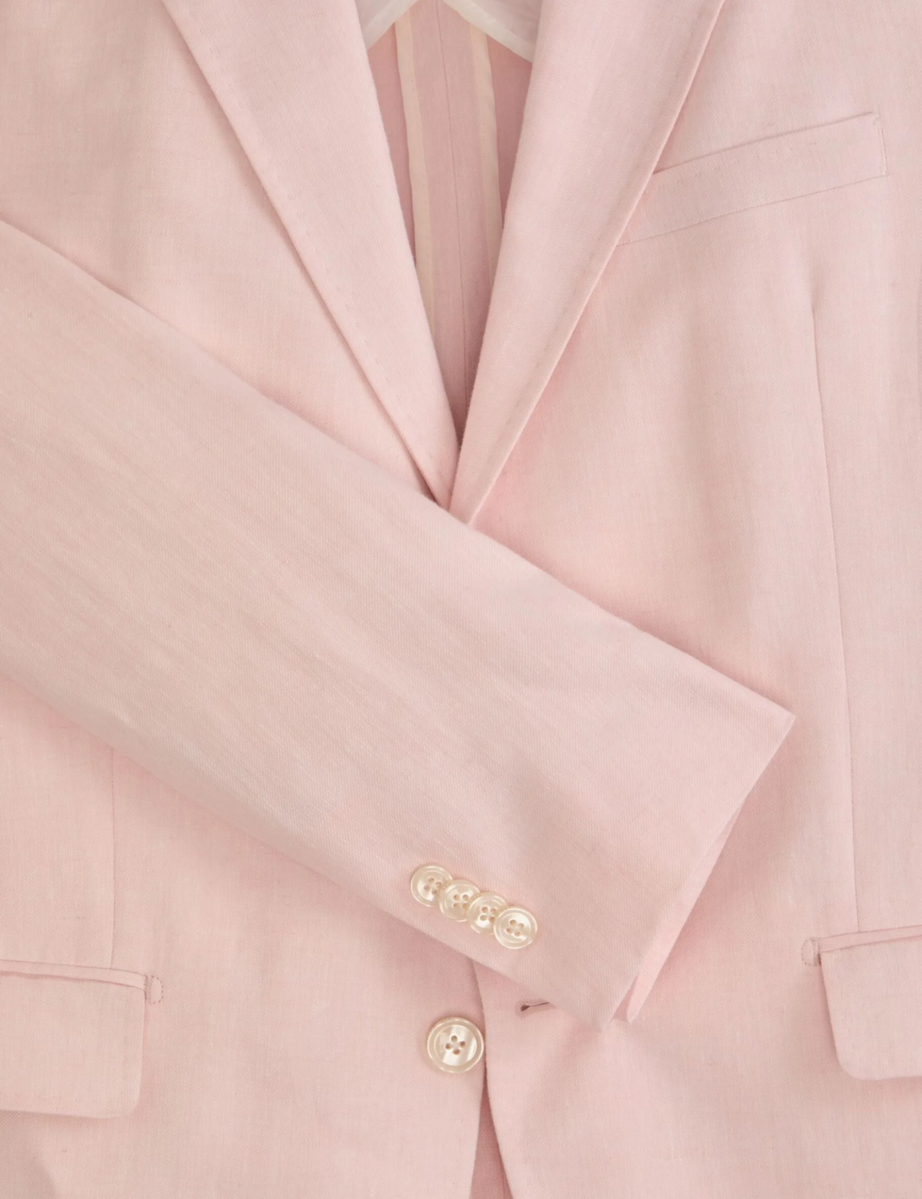 Single Breasted Two Button Notch Flat Front Linen Suit Jacket
