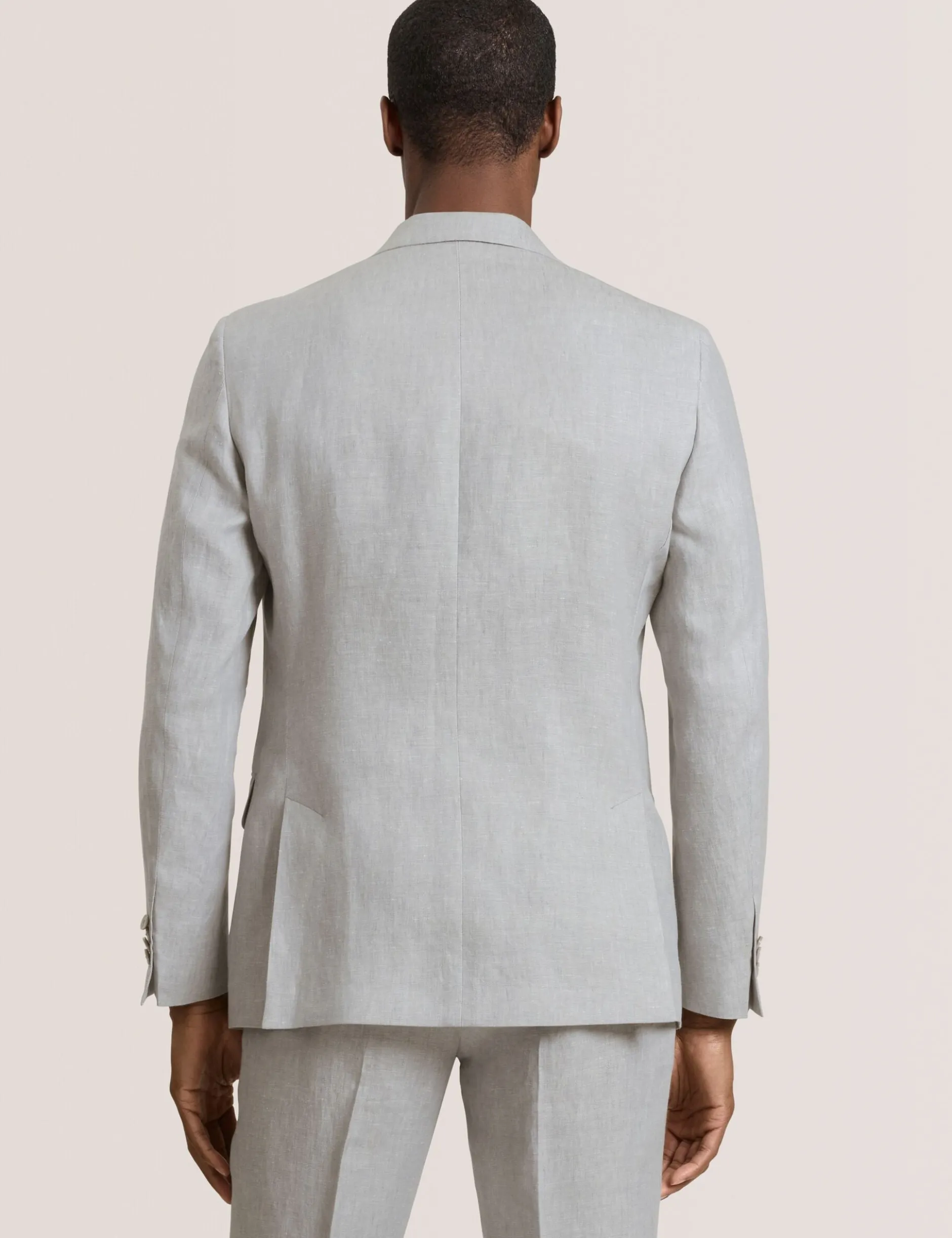 Single Breasted Two Button Notch Flat Front Linen Suit Jacket
