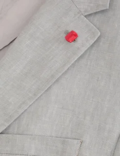 Single Breasted Two Button Notch Flat Front Linen Suit Jacket