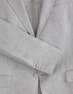 Single Breasted Two Button Notch Flat Front Linen Suit Jacket