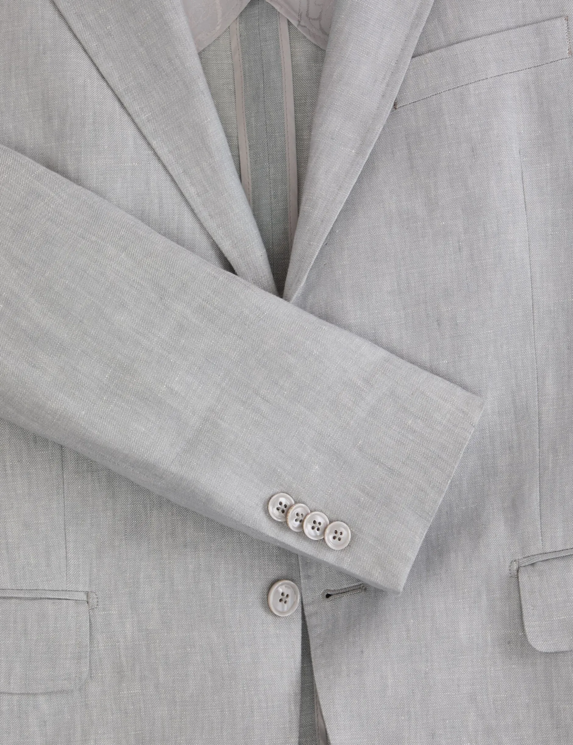 Single Breasted Two Button Notch Flat Front Linen Suit Jacket