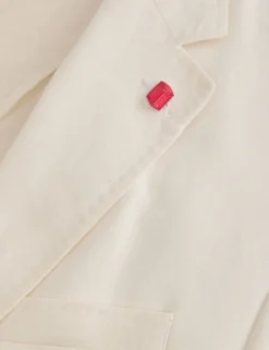 Single Breasted Two Button Notch Flat Front Linen Suit Jacket