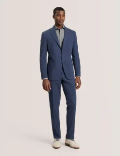 Single Breasted Two Button Notch Flat Front Seersucker Suit Jacket