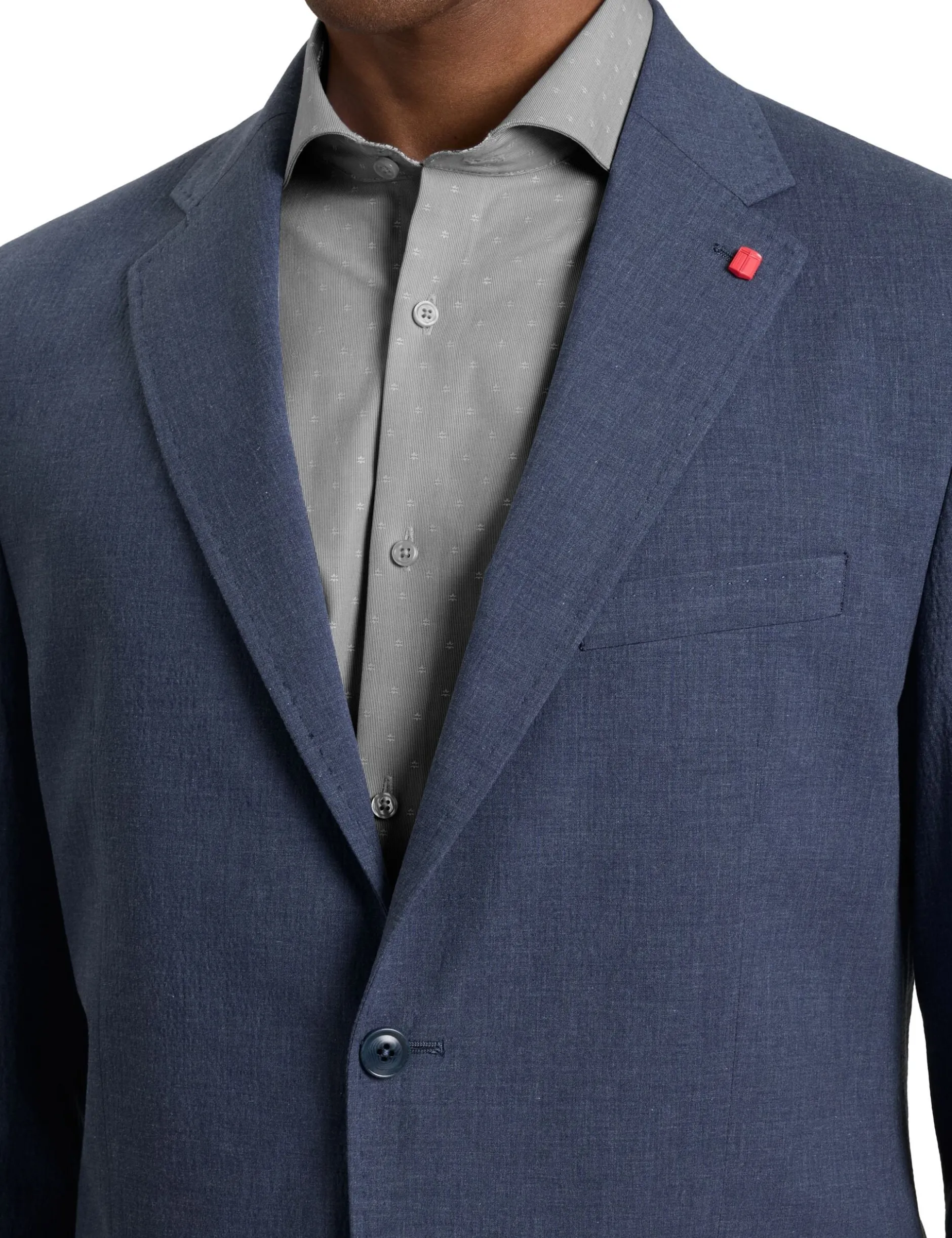 Single Breasted Two Button Notch Flat Front Seersucker Suit Jacket