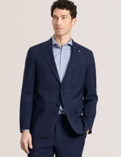 Single Breasted Two Button Notch Flat Front Plaid Jacket