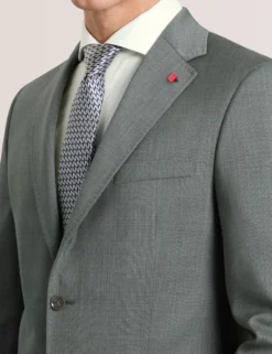 Single Breasted Two Button Notch Flat Front Plaid Jacket
