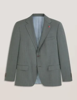 Single Breasted Two Button Notch Flat Front Plaid Jacket