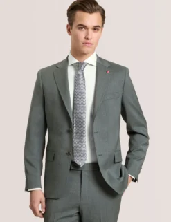 Single Breasted Two Button Notch Flat Front Plaid Jacket