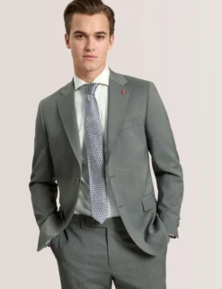 Single Breasted Two Button Notch Flat Front Plaid Jacket