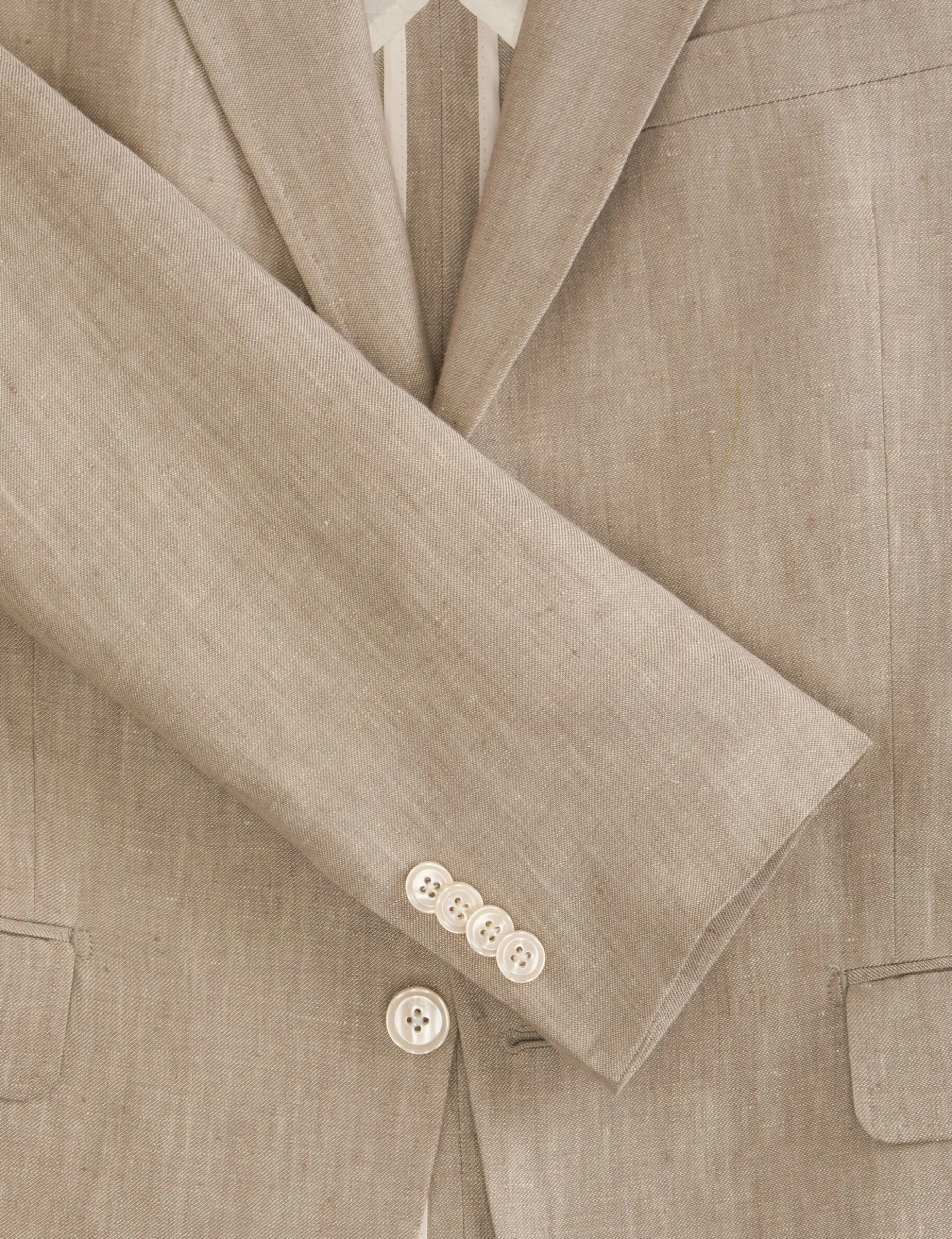 Single Breasted Two Button Notch Flat Front Linen Suit Jacket