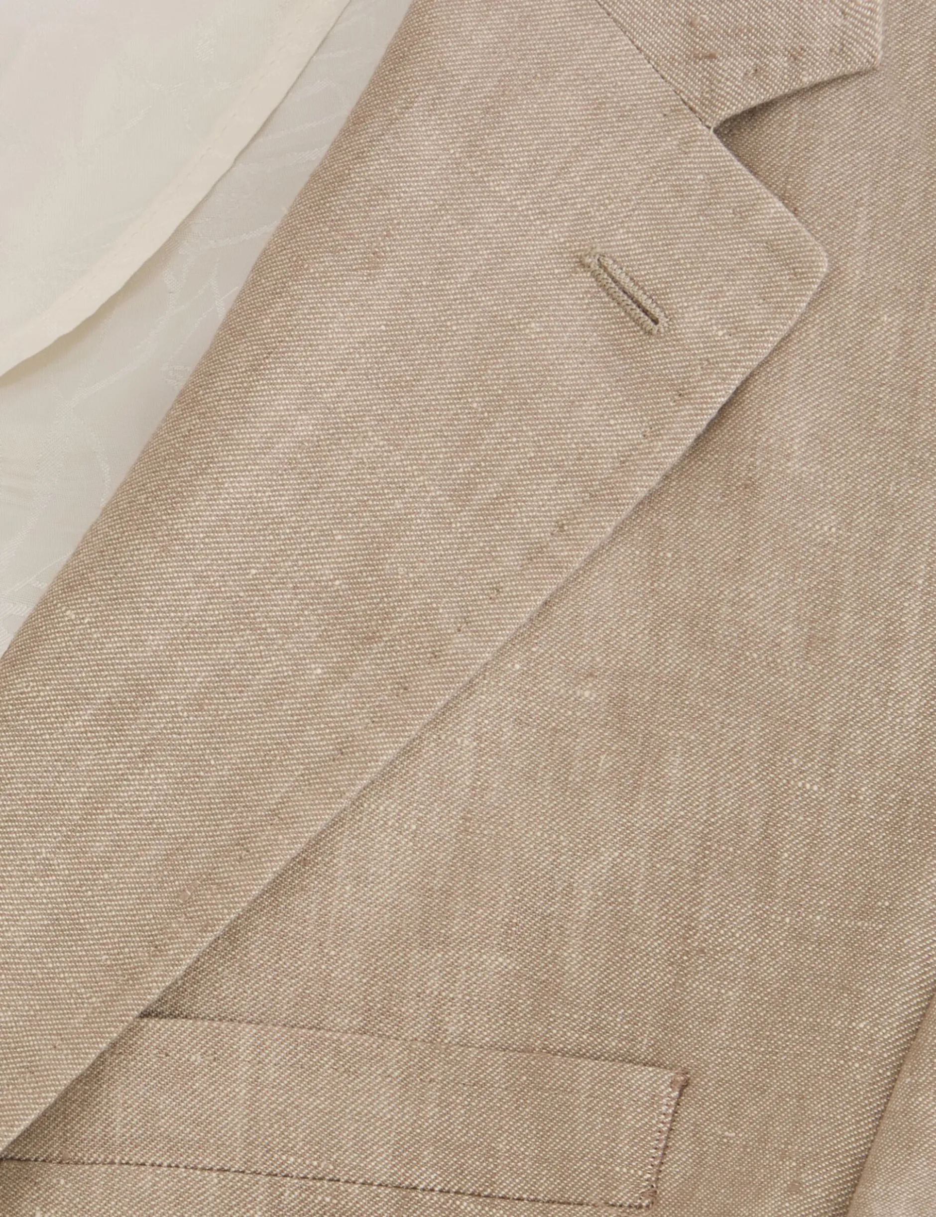 Single Breasted Two Button Notch Flat Front Linen Suit Jacket
