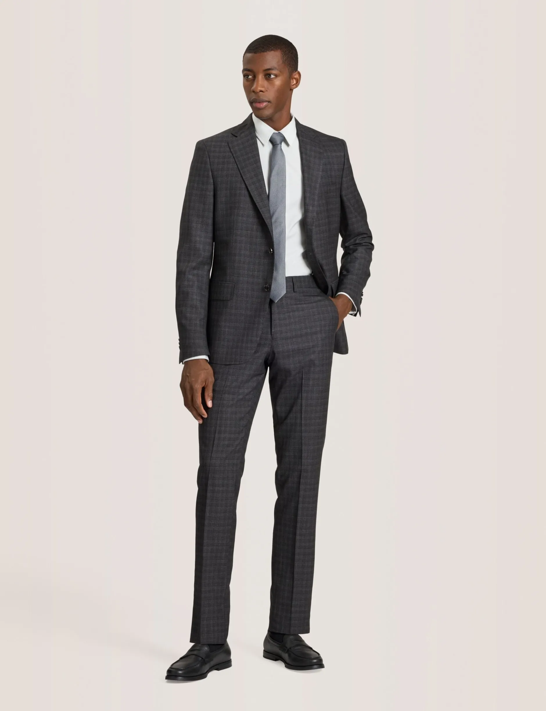 Single Breasted Two Button Notch Fully Fashioned Tattersall Suit Jacket