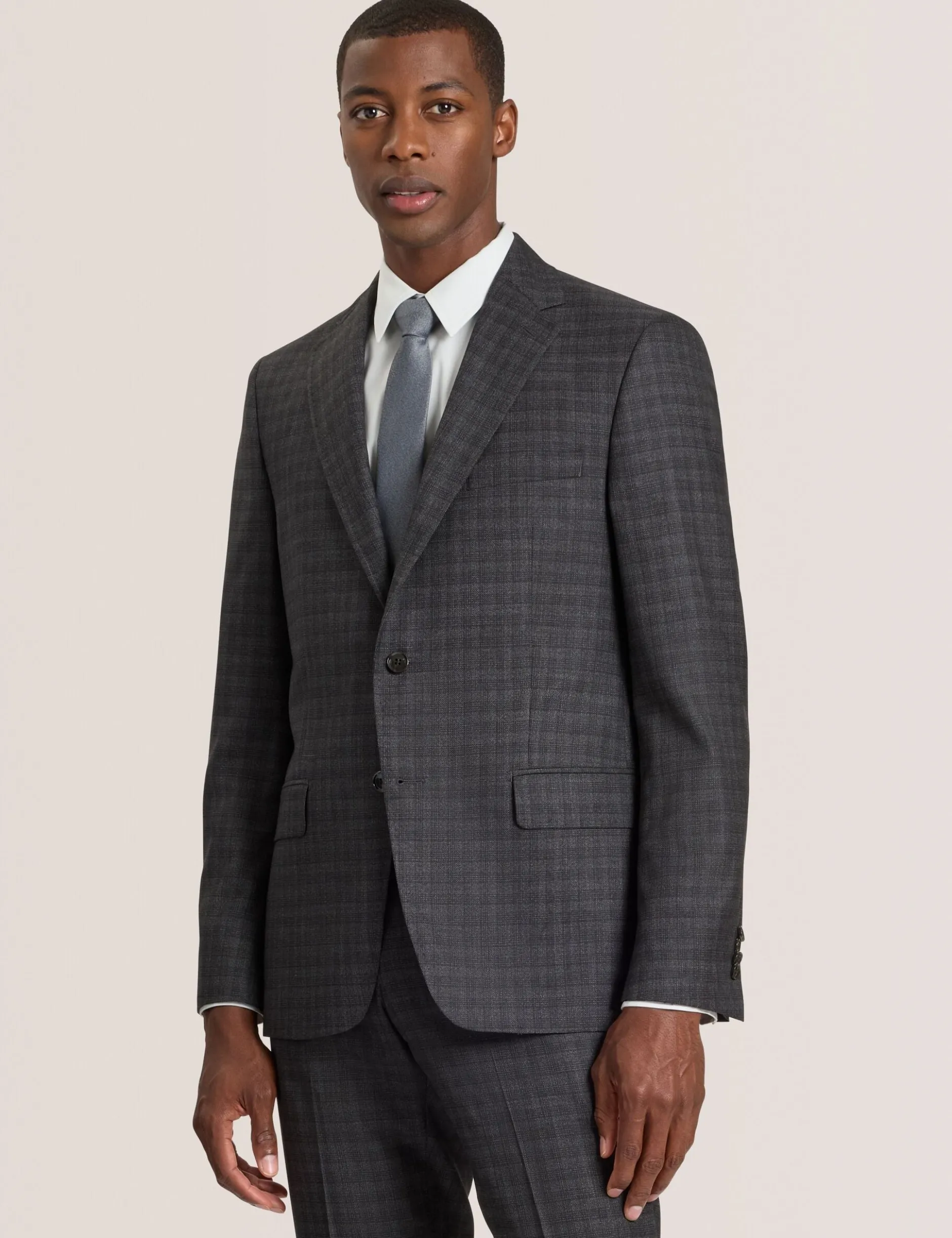 Single Breasted Two Button Notch Fully Fashioned Tattersall Suit Jacket