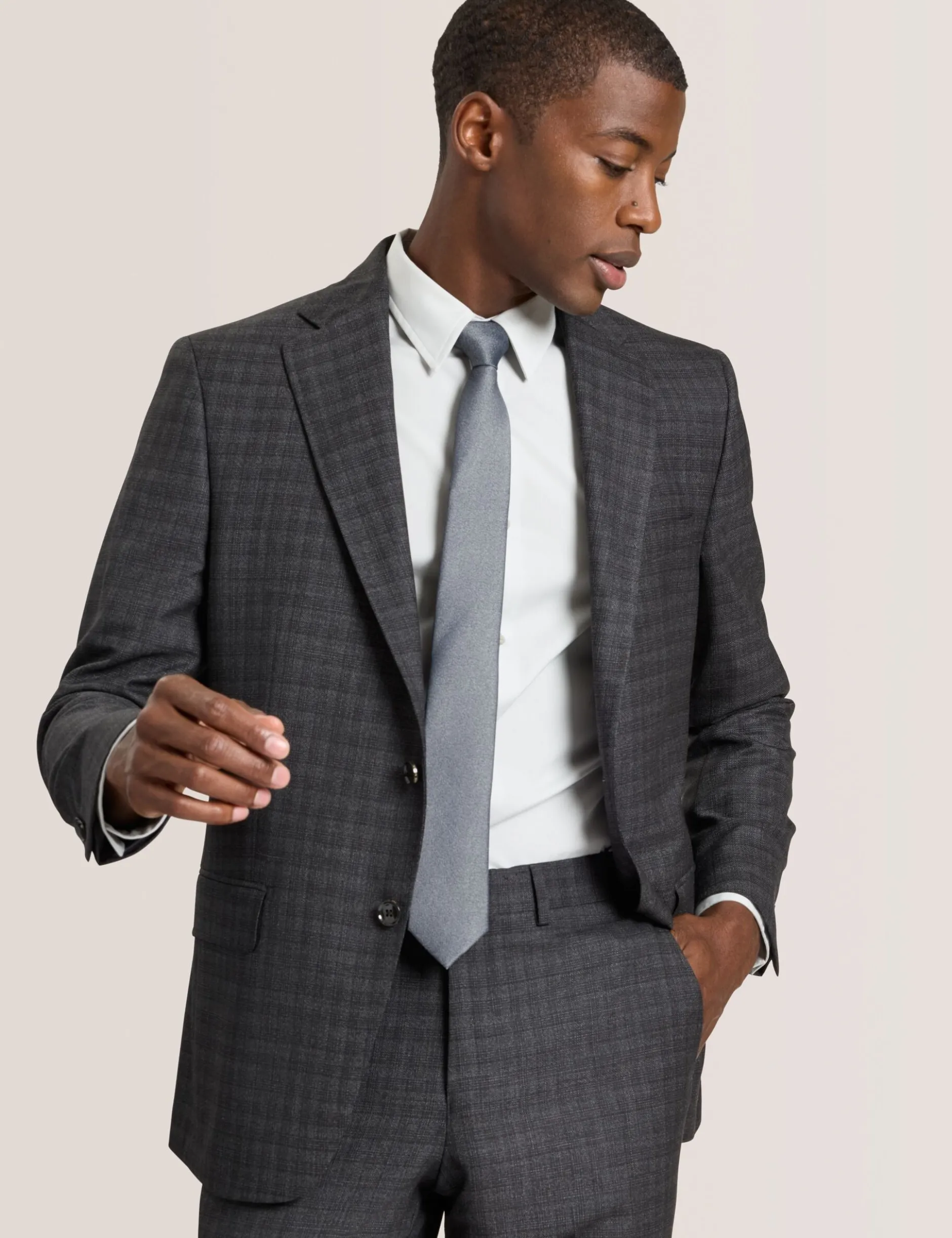 Single Breasted Two Button Notch Fully Fashioned Tattersall Suit Jacket