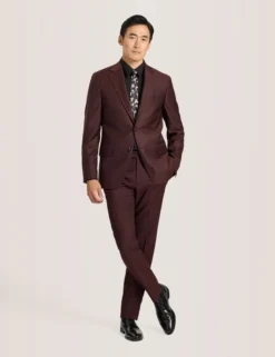Single Breasted Two Button Notch Fully Fashioned Twill Suit Jacket