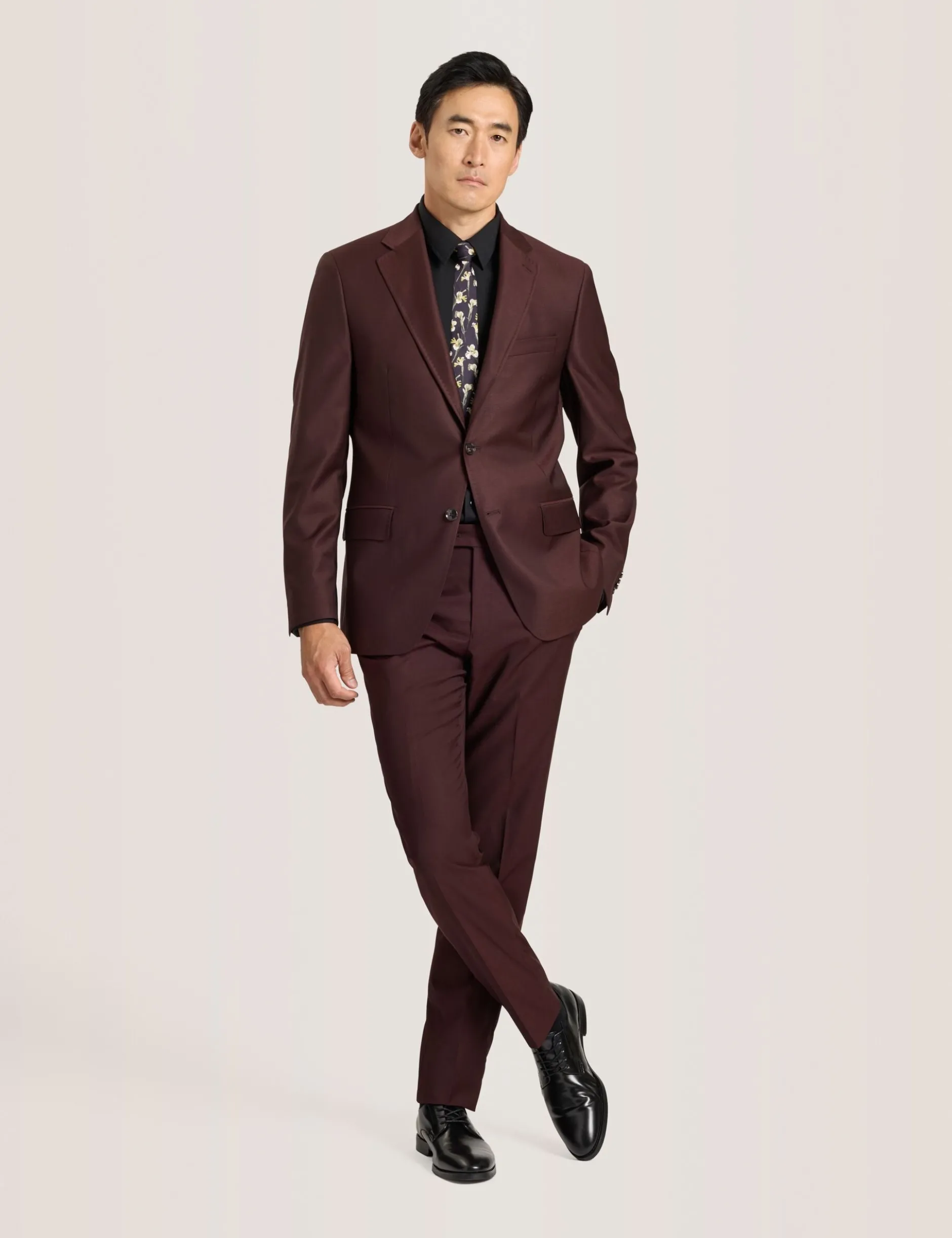 Single Breasted Two Button Notch Fully Fashioned Twill Suit Jacket