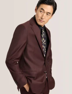 Single Breasted Two Button Notch Fully Fashioned Twill Suit Jacket