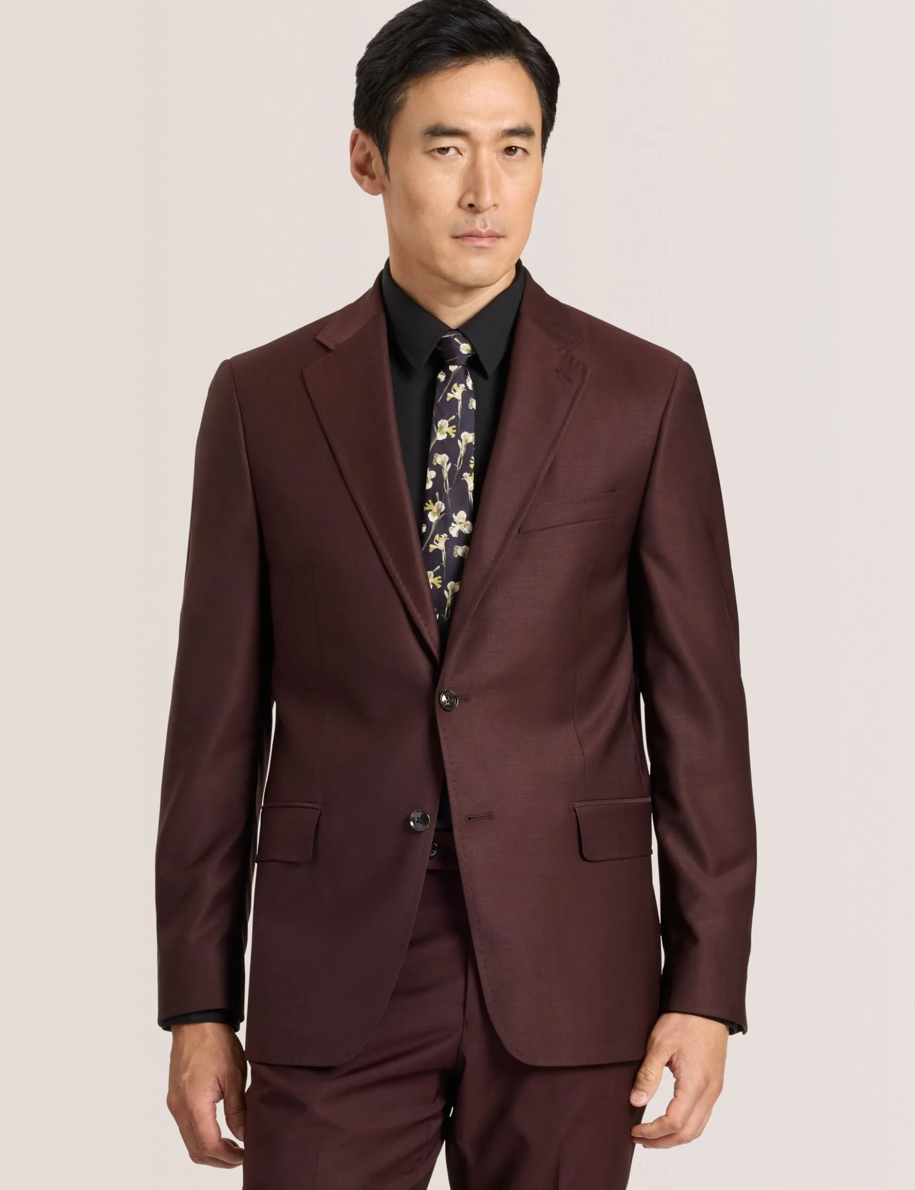 Single Breasted Two Button Notch Fully Fashioned Twill Suit Jacket