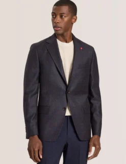 Single Breasted Two Button Notch Fully Fashioned Plaid Jacket