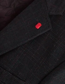 Single Breasted Two Button Notch Fully Fashioned Plaid Jacket