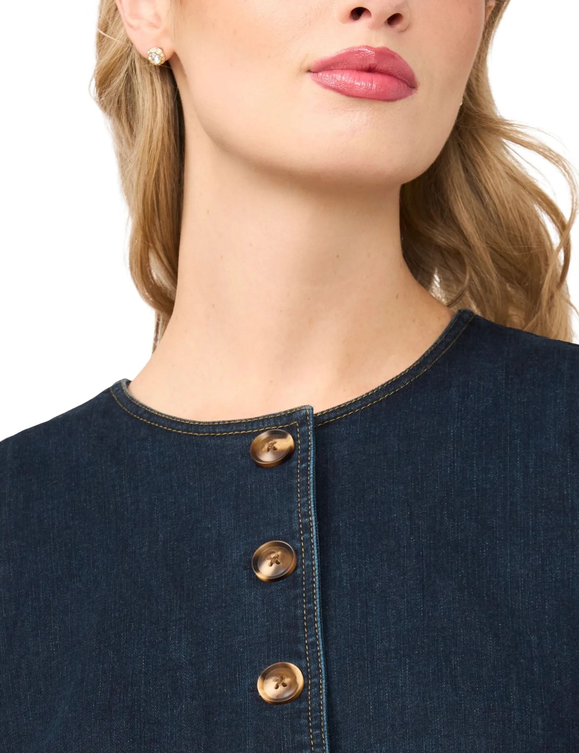 Sleeveless Denim Button-Up Top