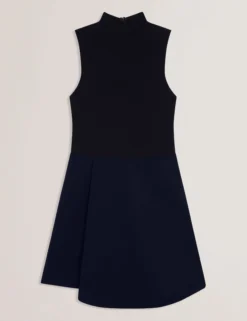 Sleeveless High Neck 2-in-1 Mini Dress