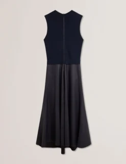 Sleeveless Knit Faux Leather Midi Dress