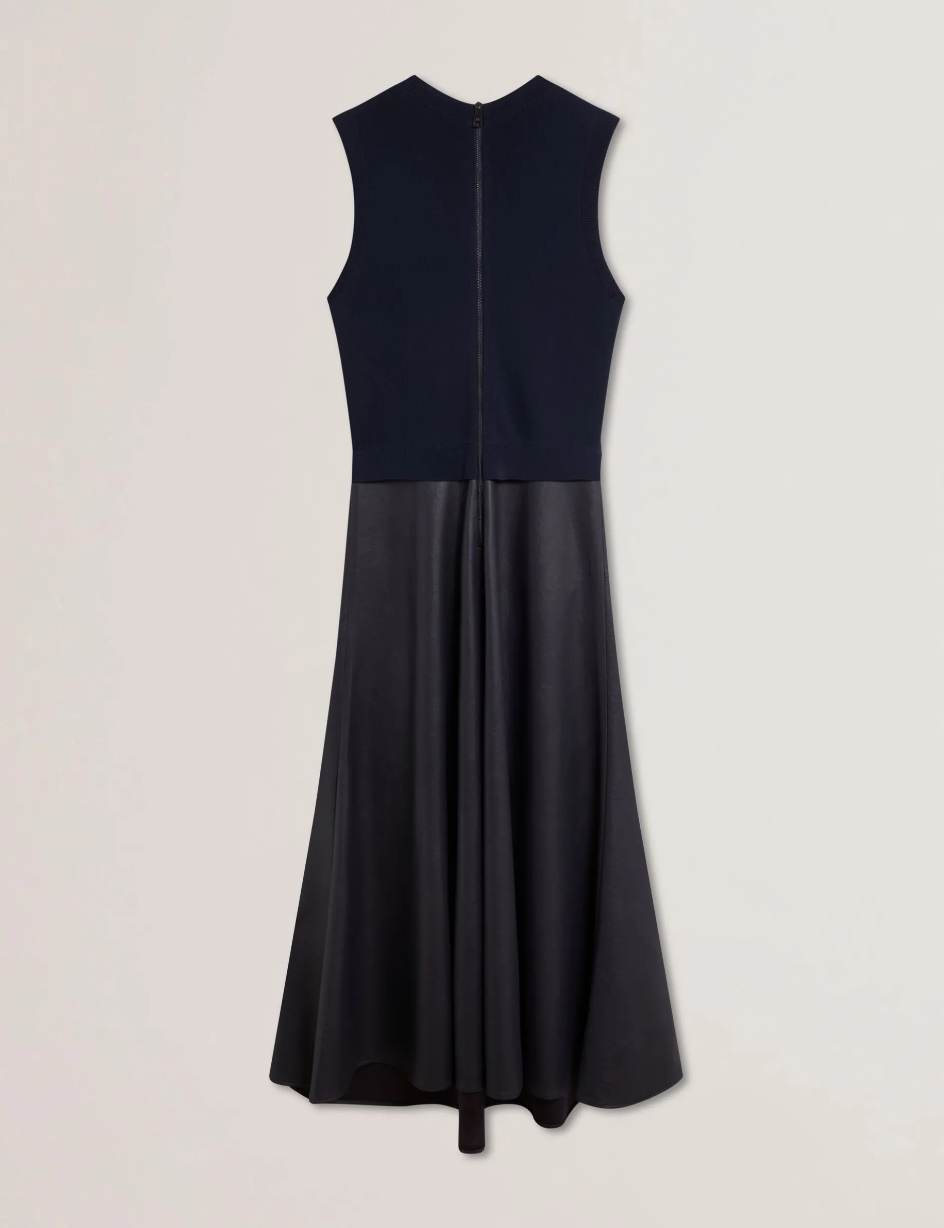 Sleeveless Knit Faux Leather Midi Dress