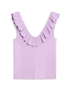 Sleeveless Knit Ruffle Top