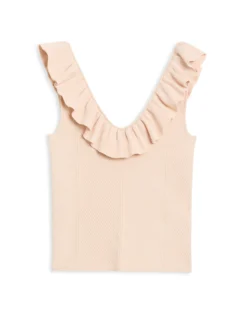 Sleeveless Knit Ruffle Top