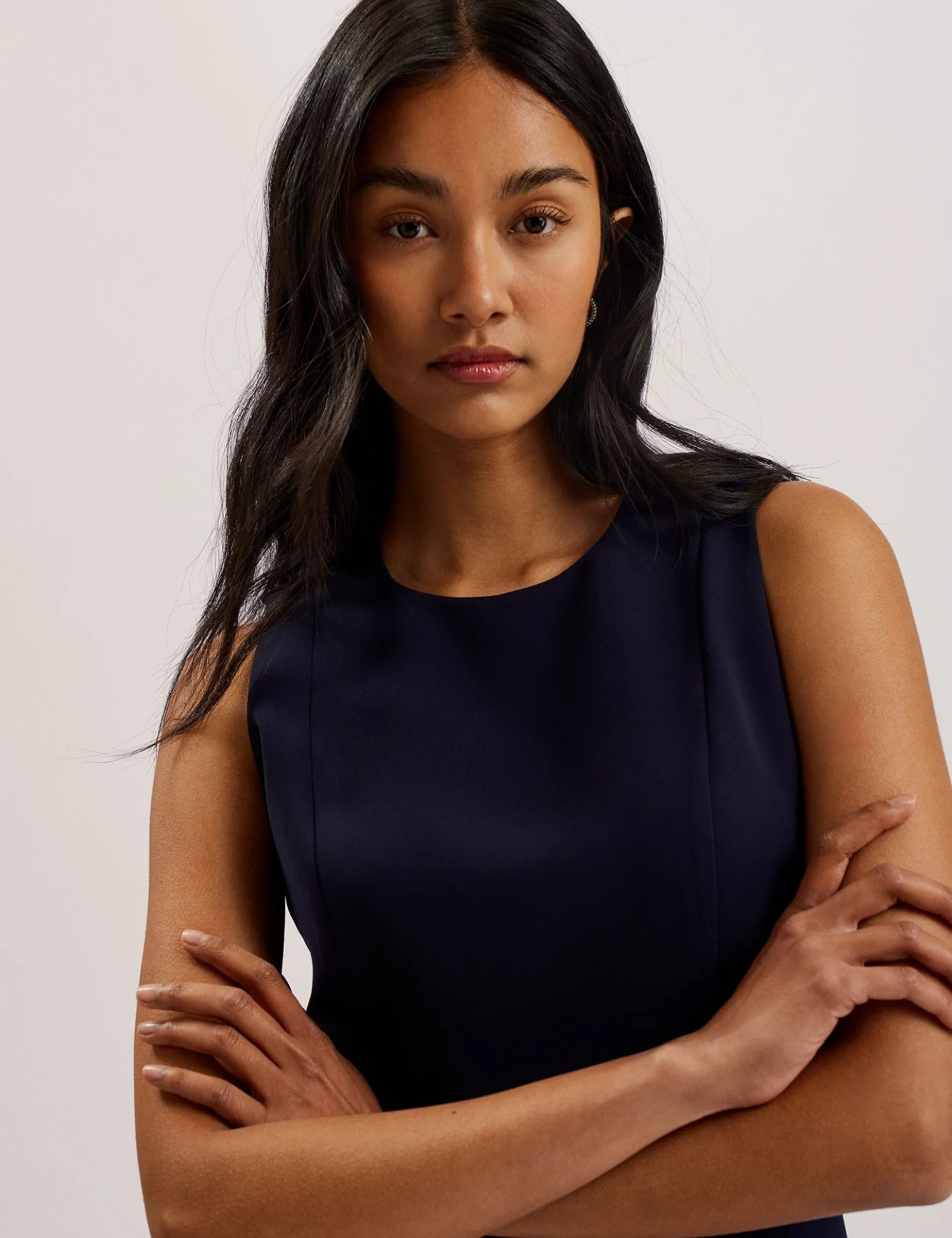 Sleeveless Tailored Mini Dress With Side Split