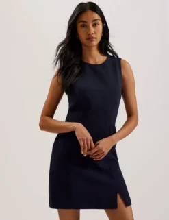 Sleeveless Tailored Mini Dress With Side Split