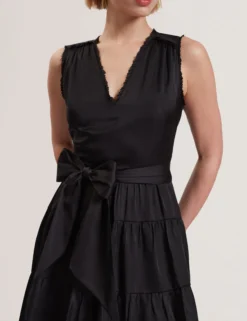 Sleeveless Tie Waist Tiered Mini Dress