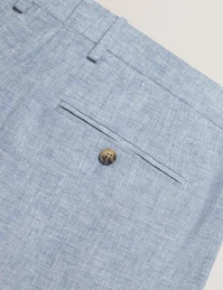 Slim Fit Linen Blend Tailored Shorts